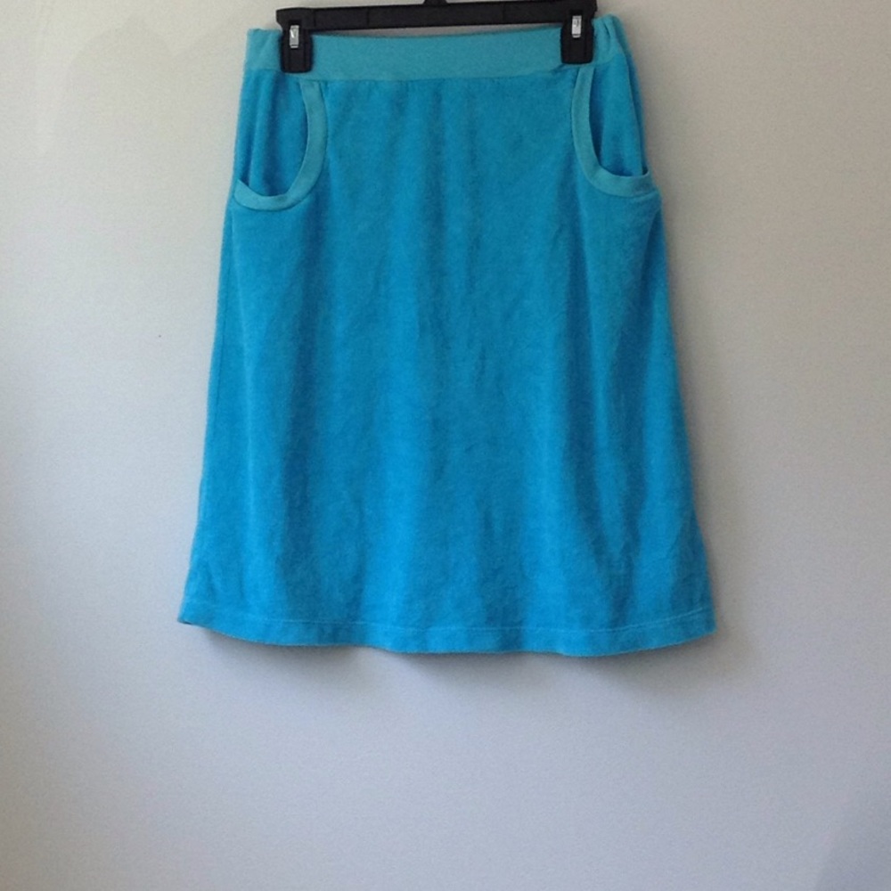 Blue skirt.